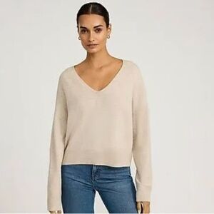 NWT Express Beige V-Neck Relaxed Sweater